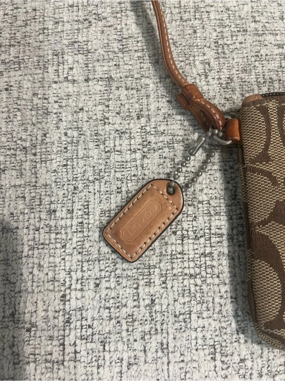 Vintage Coach Brown Signature Canvas Wristlet with Leather Strap